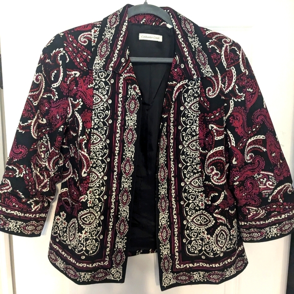 🩷Pink & Black🖤 Blazer with Intricate Paisley Design Coldwater Creek - Picture 1 of 4